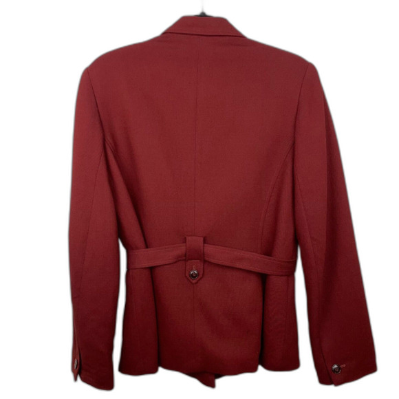 Casual Corner Rust Red Orange Button Front Blazer Jacket Wrap Wool Womens 10 EUC - Picture 6 of 9